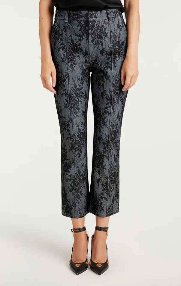 Women Pants Cinq Sept Bonded Lace Cropped Evelyn Pant Light Indigoblack