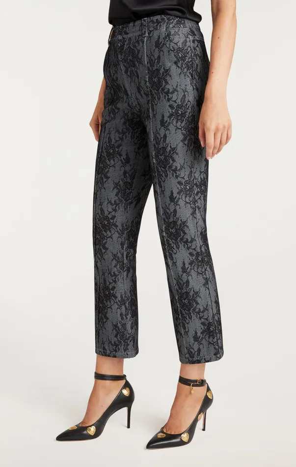 Women Pants Cinq Sept Bonded Lace Cropped Evelyn Pant Light Indigoblack
