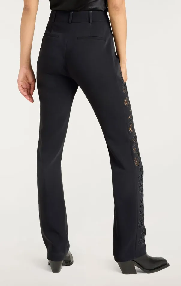 Women Pants Cinq Sept Cutout Paisley Embellished Kerry Pant Black