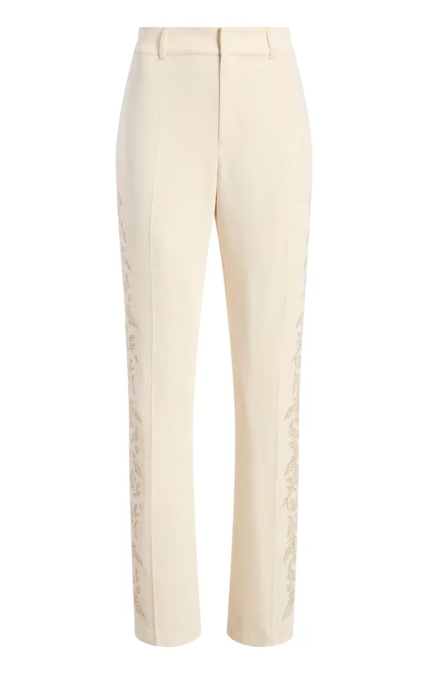 Women Pants Cinq Sept Cutout Paisley Embellished Kerry Pant Gardenia