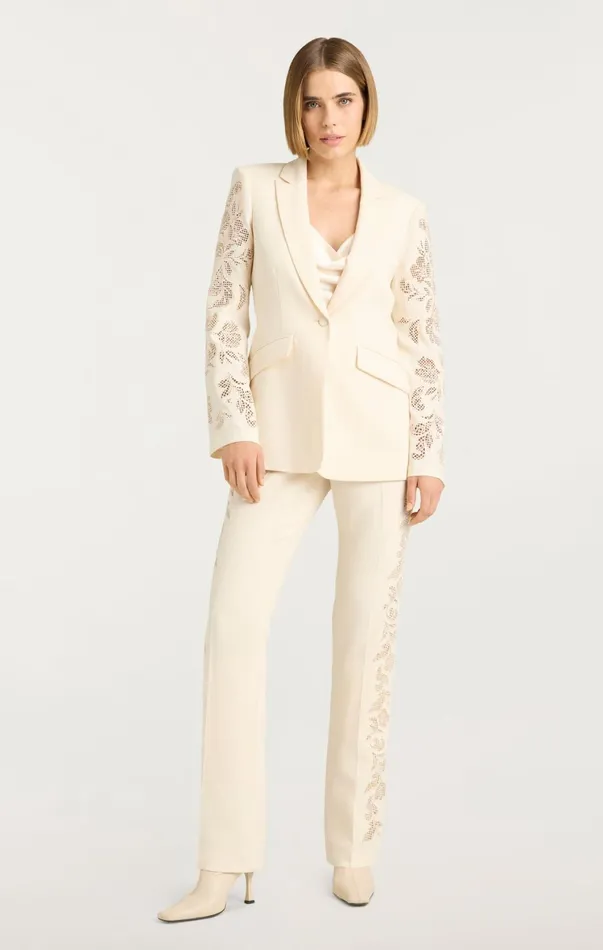 Women Pants Cinq Sept Cutout Paisley Embellished Kerry Pant Gardenia