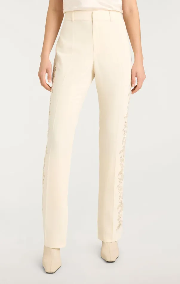 Women Pants Cinq Sept Cutout Paisley Embellished Kerry Pant Gardenia