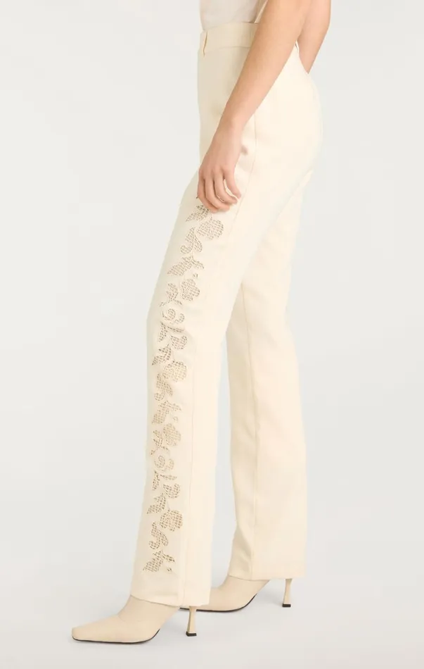 Women Pants Cinq Sept Cutout Paisley Embellished Kerry Pant Gardenia
