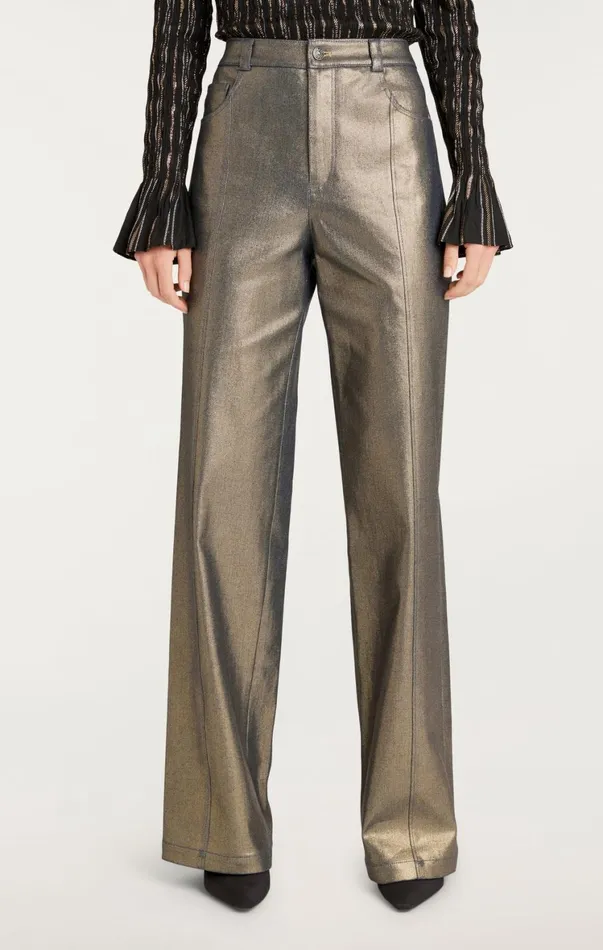 Women Pants Cinq Sept Gold Coated Francine Pant Gold