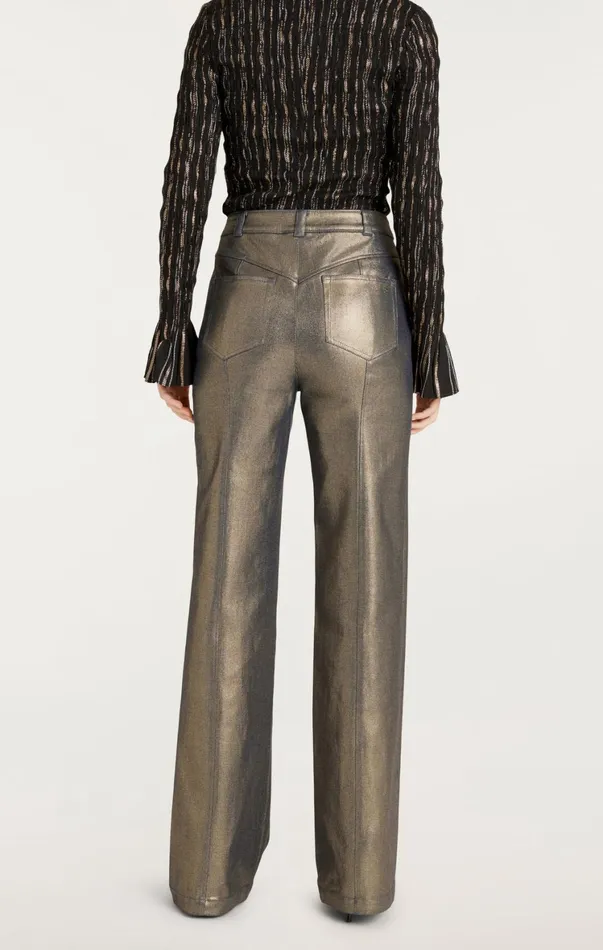 Women Pants Cinq Sept Gold Coated Francine Pant Gold