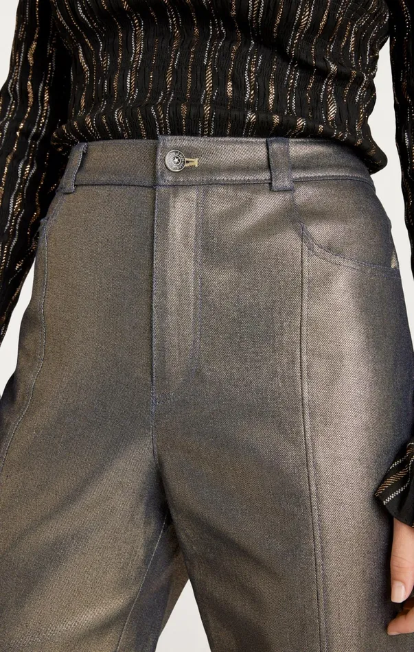 Women Pants Cinq Sept Gold Coated Francine Pant Gold