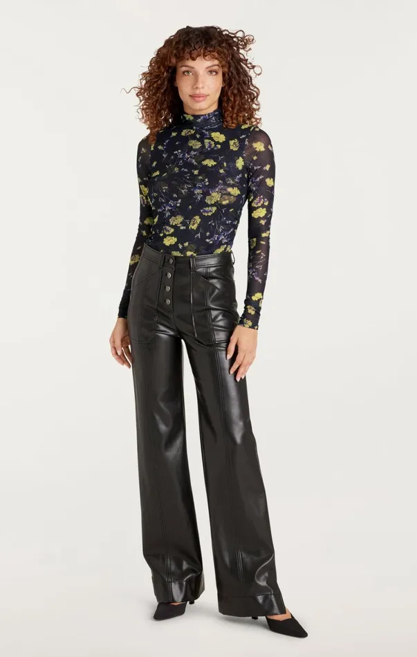 Women Pants Cinq Sept Vegan Leather Long Benji Pant Black
