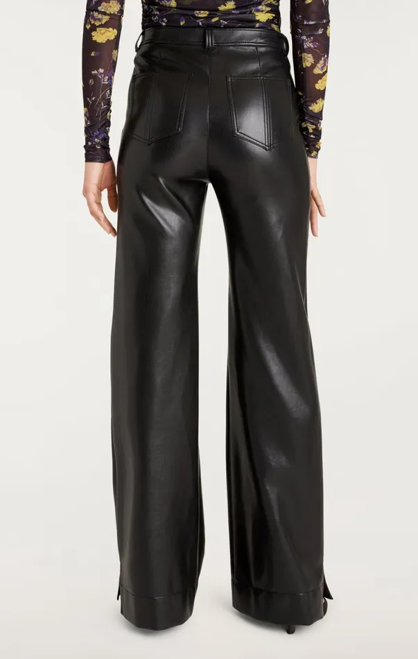 Women Pants Cinq Sept Vegan Leather Long Benji Pant Black