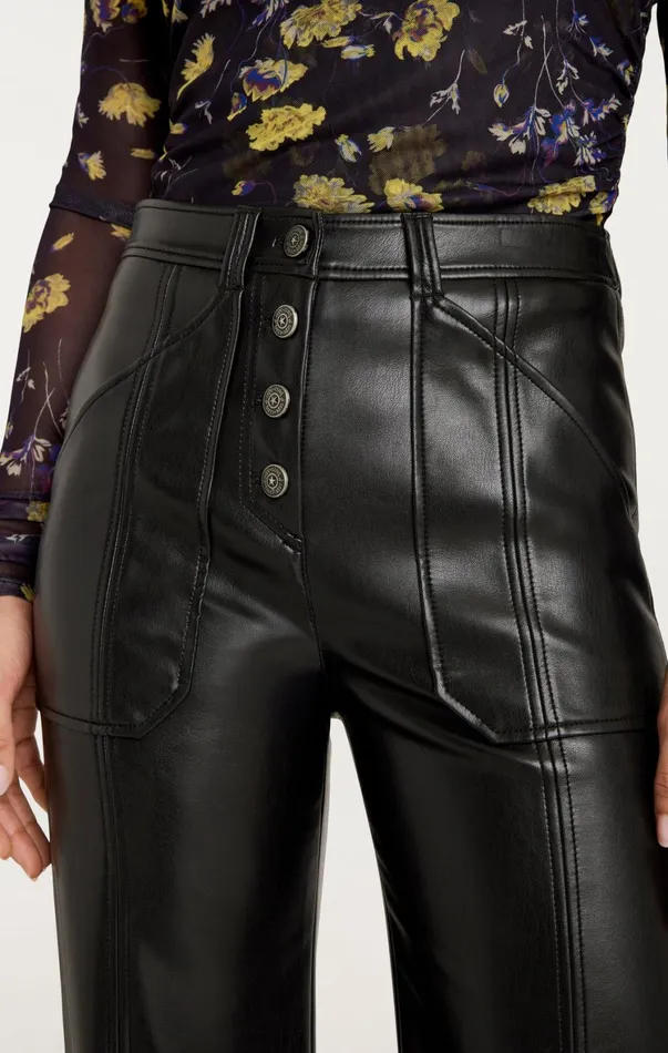 Women Pants Cinq Sept Vegan Leather Long Benji Pant Black