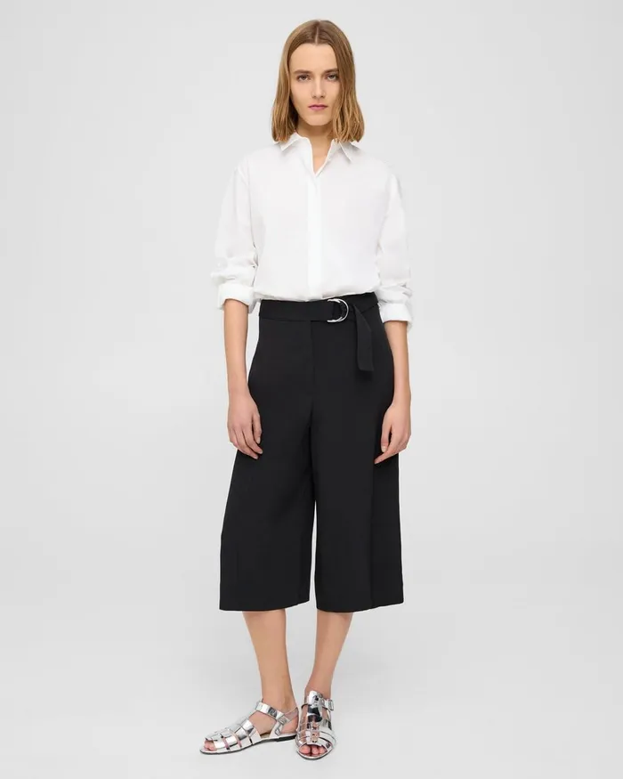 Women Pants Theory Belted Culotte In Viscose Black