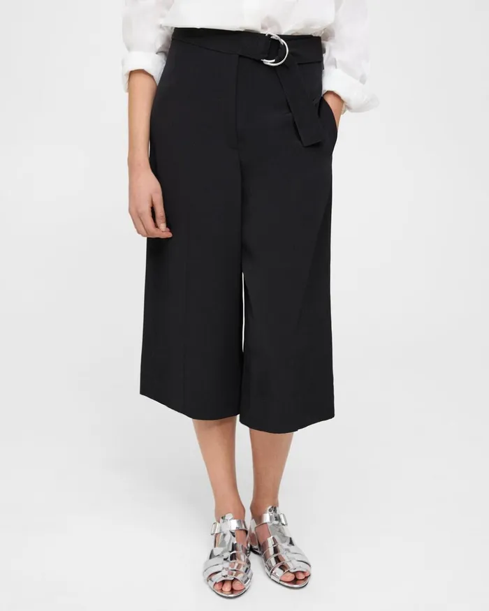 Women Pants Theory Belted Culotte In Viscose Black
