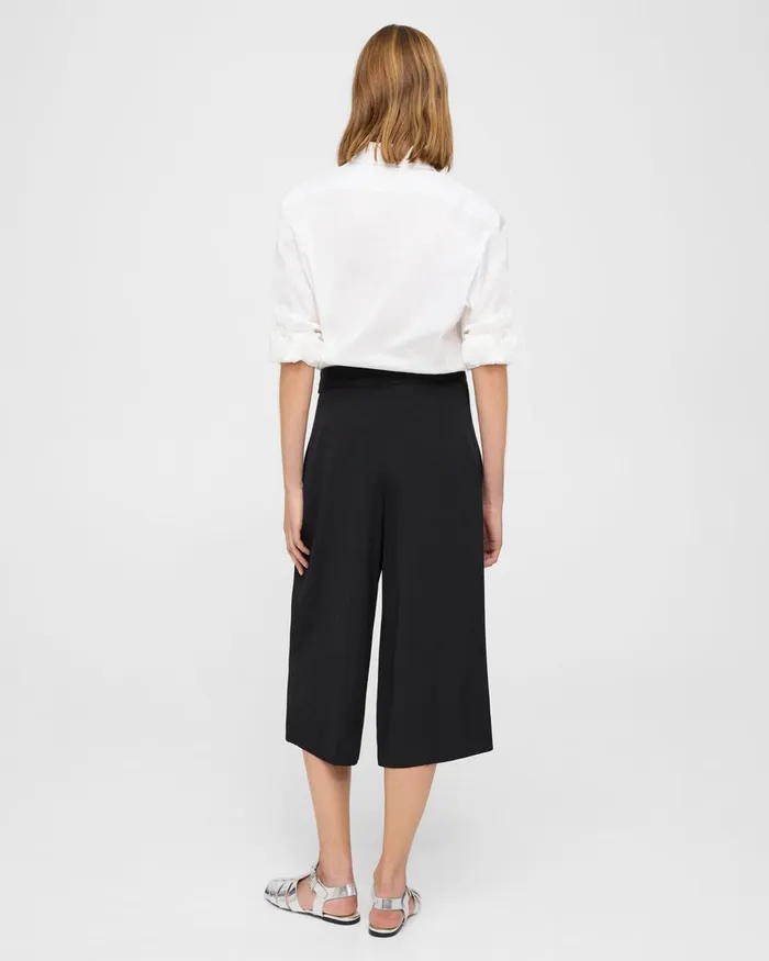Women Pants Theory Belted Culotte In Viscose Black