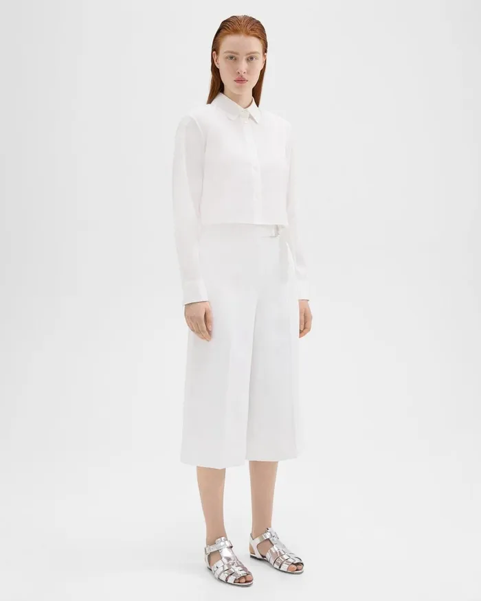 Women Pants Theory Belted Culotte In Viscose White