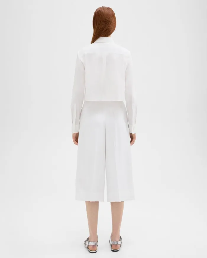 Women Pants Theory Belted Culotte In Viscose White