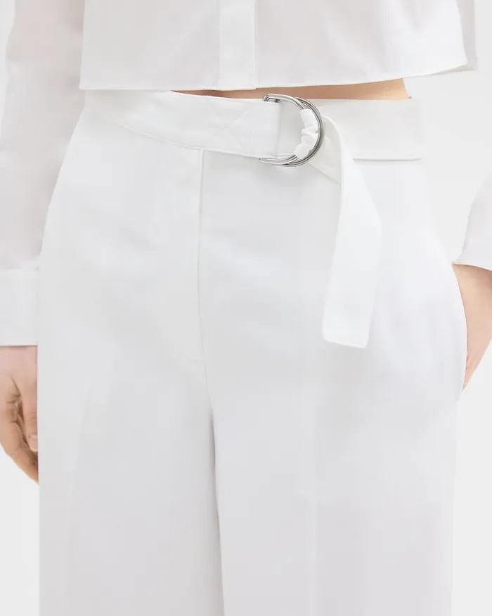 Women Pants Theory Belted Culotte In Viscose White