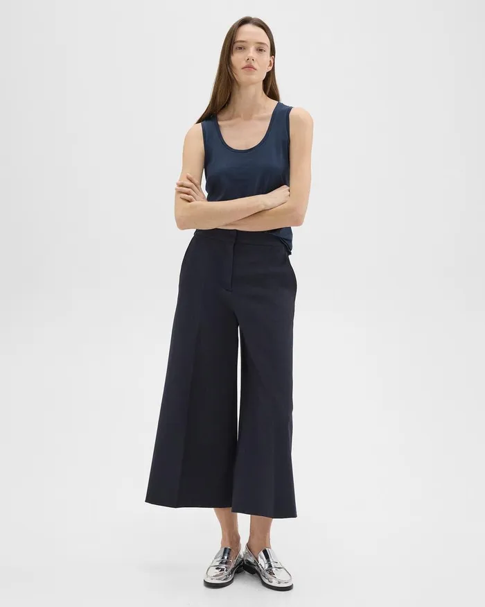 Women Pants Theory Cropped WideLeg Pant In Neoteric Twill Dark Navy