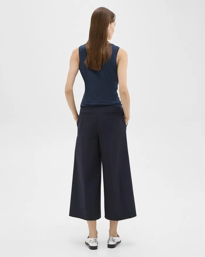Women Pants Theory Cropped WideLeg Pant In Neoteric Twill Dark Navy