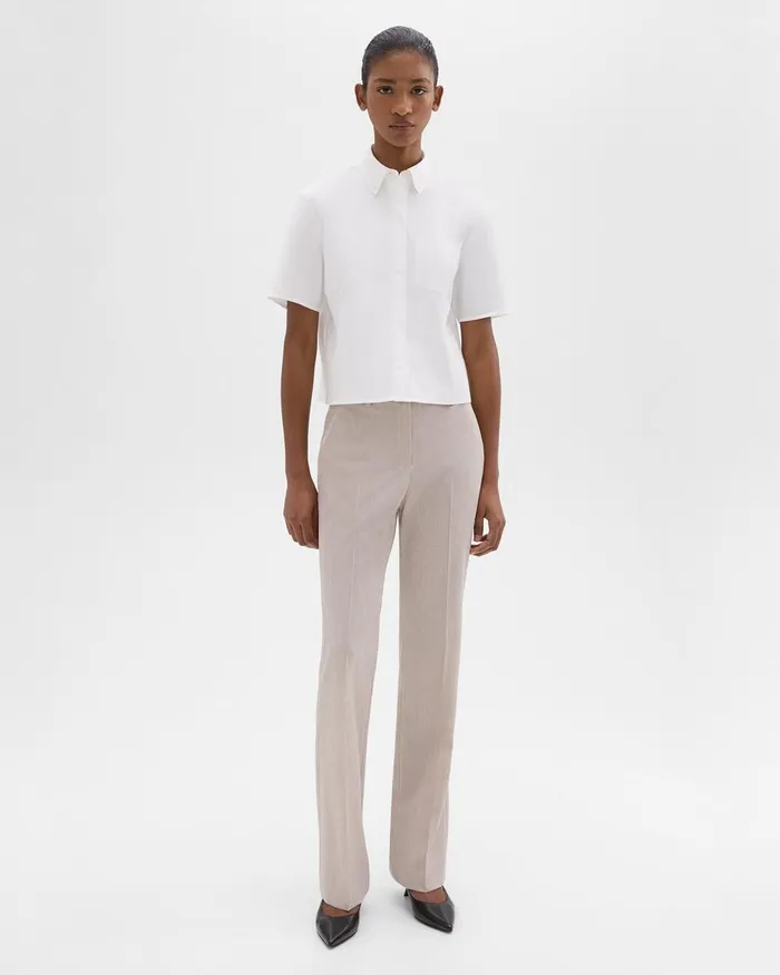 Women Pants Theory Flared Pant In Good Wool Sand Melange