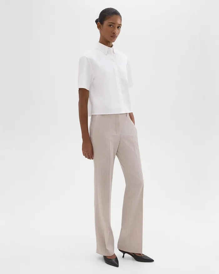 Women Pants Theory Flared Pant In Good Wool Sand Melange