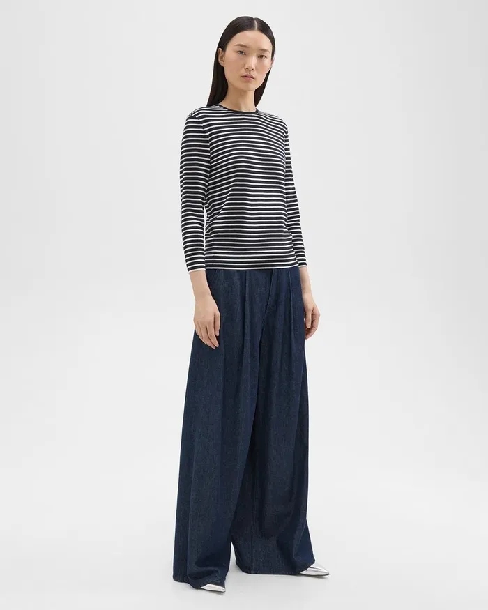 Women Pants Theory Pleated WideLeg Pant In Denim Indigo