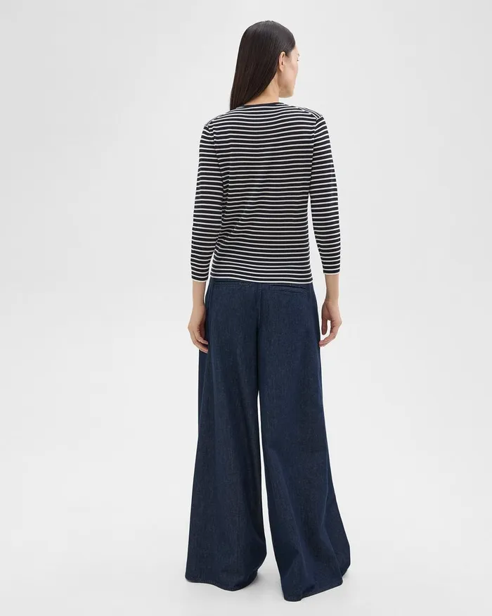 Women Pants Theory Pleated WideLeg Pant In Denim Indigo