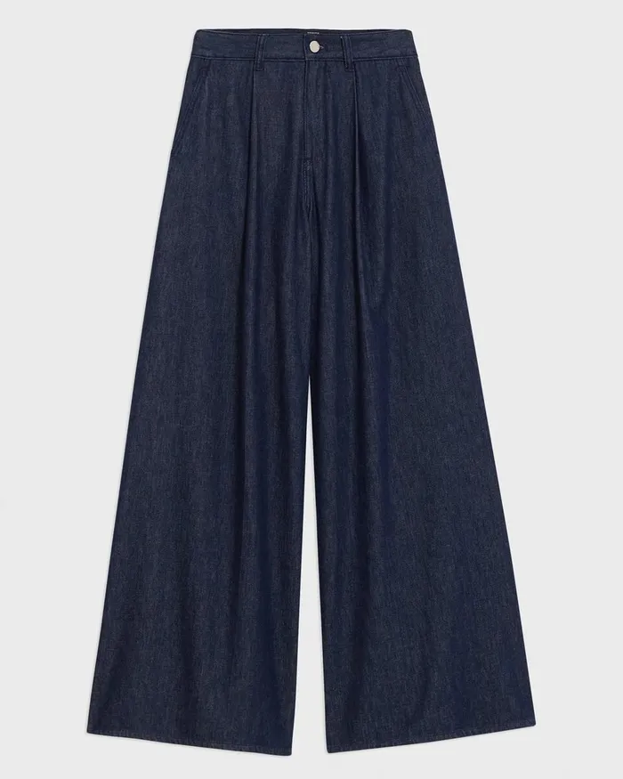 Women Pants Theory Pleated WideLeg Pant In Denim Indigo