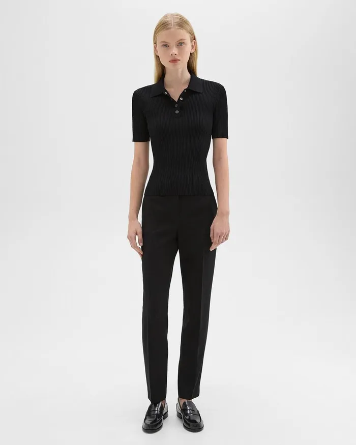 Women Pants Theory Treeca Full Length Pant In Admiral Crepe Black