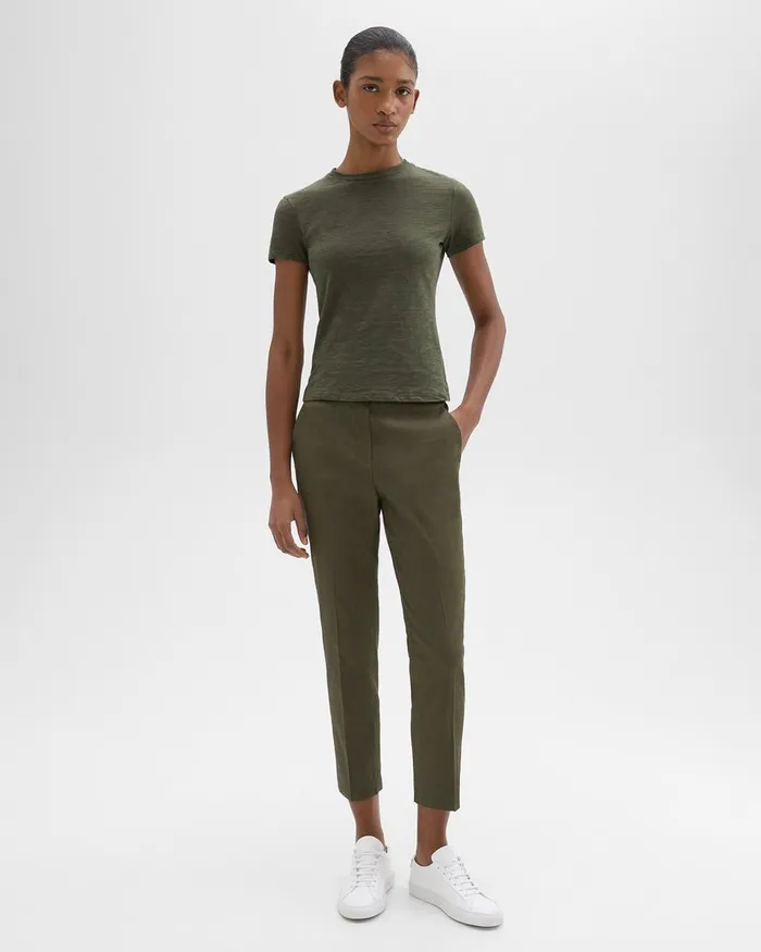 Women Pants Theory Treeca PullOn Pant In Good Linen Dark Olive