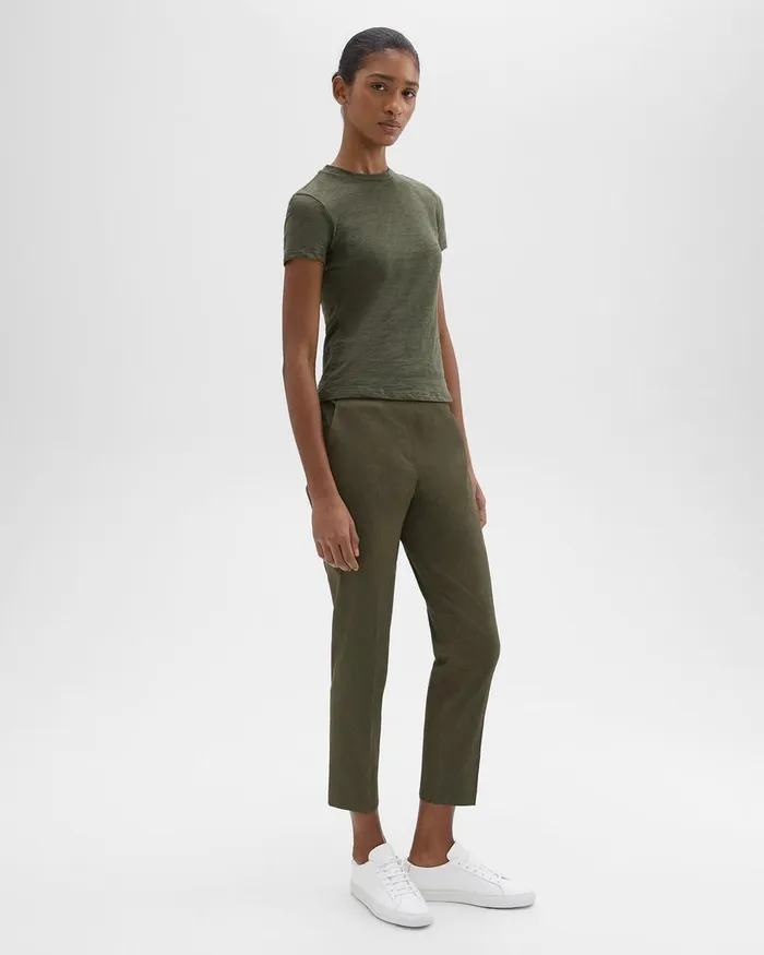 Women Pants Theory Treeca PullOn Pant In Good Linen Dark Olive