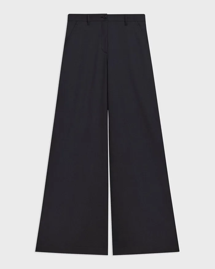 Women Pants Theory Ultra WideLeg Pant In Stretch Flannel Dark Navy