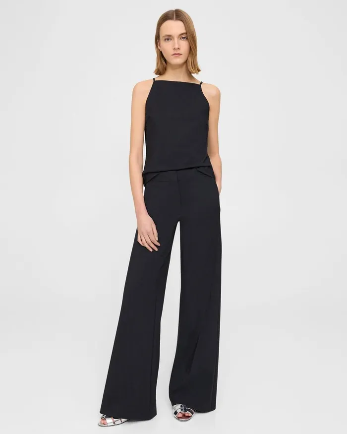 Women Pants Theory WideLeg Pant In Precision Ponte Black