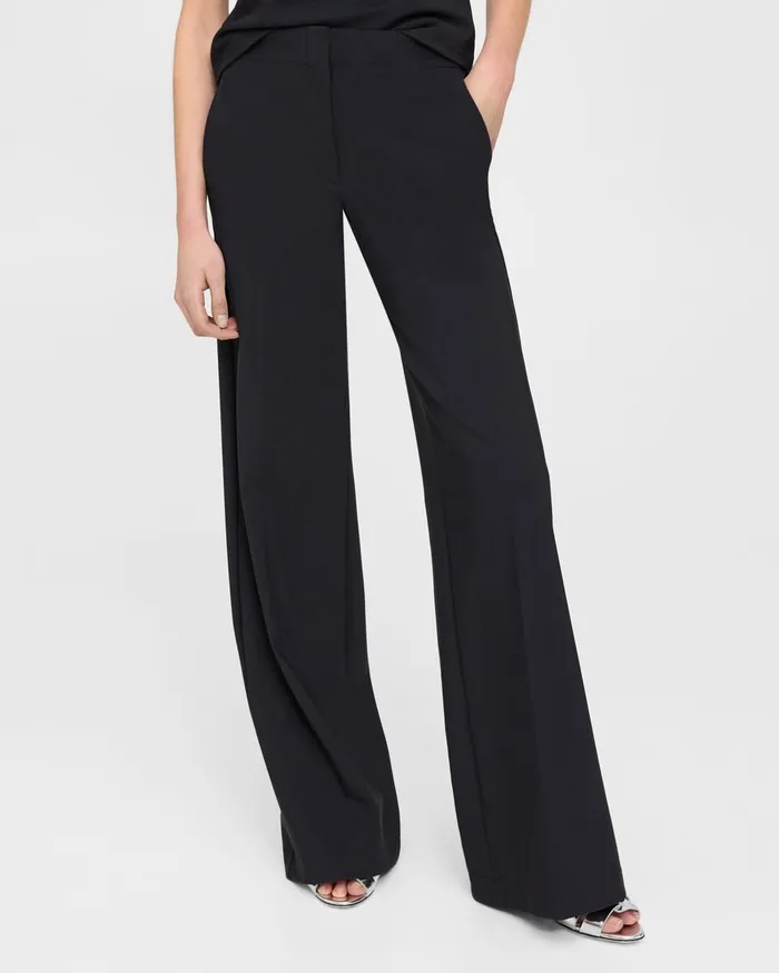 Women Pants Theory WideLeg Pant In Precision Ponte Black