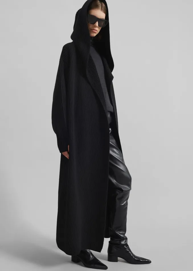 Women Parma Hooded Oversized Long Cardigan 8211 Black The Frankie Shop Knitwear