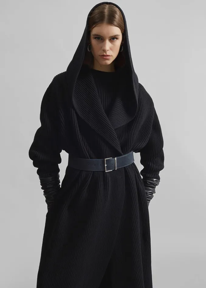 Women Parma Hooded Oversized Long Cardigan 8211 Black The Frankie Shop Knitwear