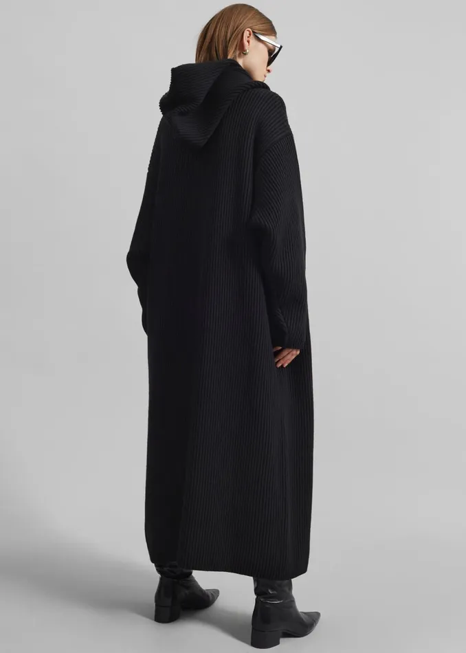 Women Parma Hooded Oversized Long Cardigan 8211 Black The Frankie Shop Knitwear
