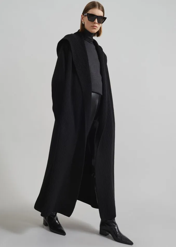 Women Parma Hooded Oversized Long Cardigan 8211 Black The Frankie Shop Knitwear
