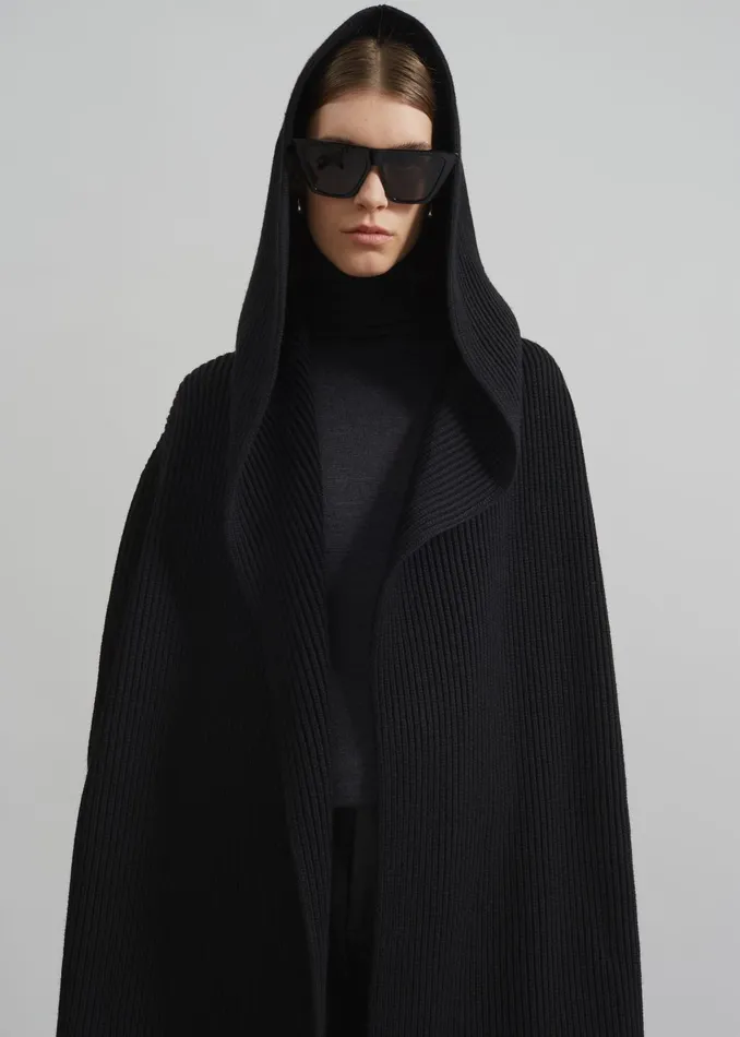 Women Parma Hooded Oversized Long Cardigan 8211 Black The Frankie Shop Knitwear