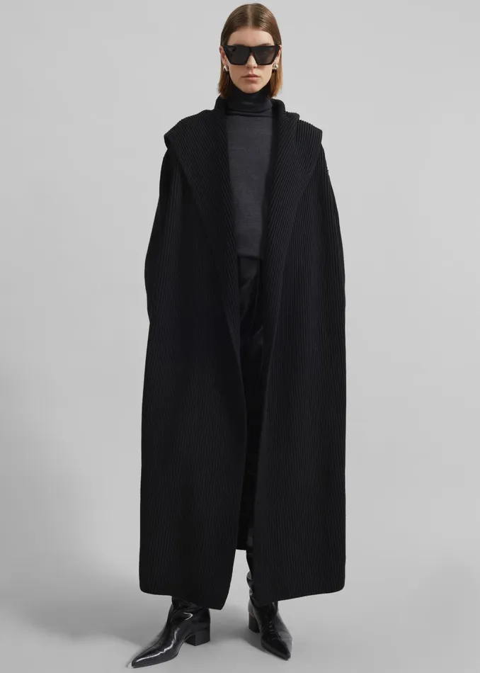 Women Parma Hooded Oversized Long Cardigan 8211 Black The Frankie Shop Knitwear
