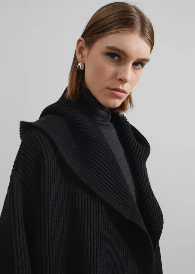 Women Parma Hooded Oversized Long Cardigan 8211 Black The Frankie Shop Knitwear