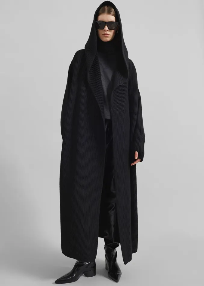 Women Parma Hooded Oversized Long Cardigan 8211 Black The Frankie Shop Knitwear