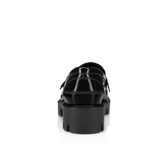 Women Penny Lug Loafers 8211 Abrasivato Calf Leather 8211 Black Christian Louboutin Flats and Loafers