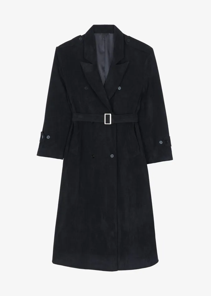Women Peoria Faux Suede Trench Coat 8211 Black The Frankie Shop Outerwear