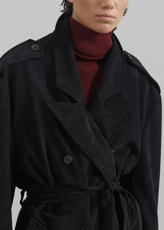 Women Peoria Faux Suede Trench Coat 8211 Black The Frankie Shop Outerwear