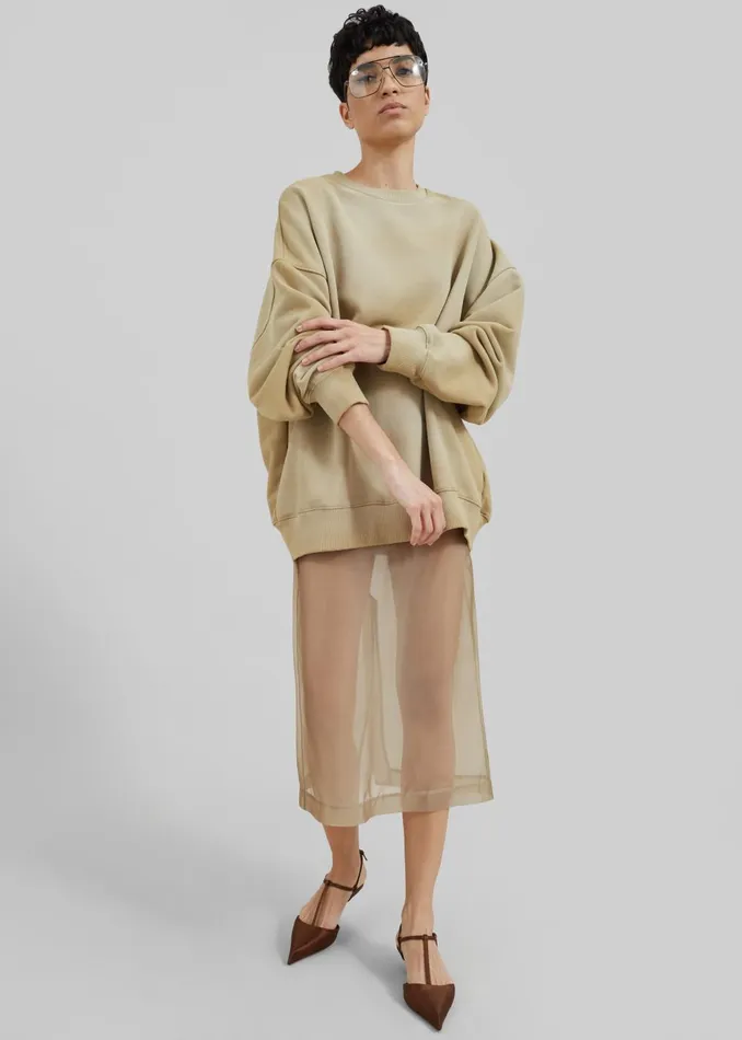 Women Peri Sheer Midi Skirt 8211 Desert Sand The Frankie Shop Bottoms