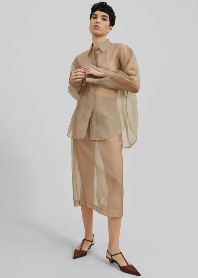 Women Peri Sheer Midi Skirt 8211 Desert Sand The Frankie Shop Bottoms