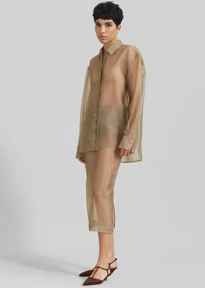 Women Peri Sheer Midi Skirt 8211 Desert Sand The Frankie Shop Bottoms