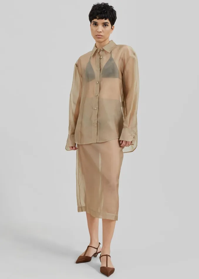 Women Peri Sheer Midi Skirt 8211 Desert Sand The Frankie Shop Bottoms