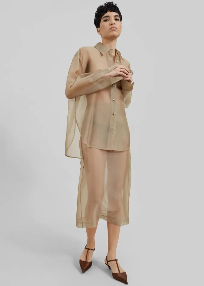 Women Peri Sheer Midi Skirt 8211 Desert Sand The Frankie Shop Bottoms