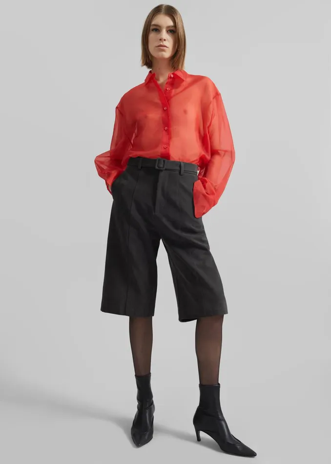 Women Peri Sheer Shirt 8211 Red The Frankie Shop Tops
