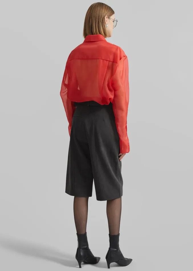 Women Peri Sheer Shirt 8211 Red The Frankie Shop Tops